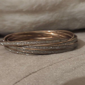 Women's Unbranded Gold and Silver Glitter Bangle Bracelet set, One Size